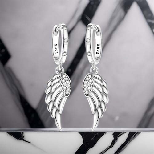 925 Sterling Silver Drop & Dangle Earrings for Women,Butterfly Dragonfly and Bee|Flower and leaf Earrings, Suitable for Sensitive Ears Fashion Jewelry Gift- Hypoallergenic Earrings - color: Wings