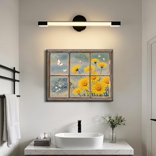 Fall Yellow Floral Wall Art Canvas Prints Farmhouse Bathroom Wall Decor - color: Yellow Wall Art Canvas Prints (Ready to Hang)