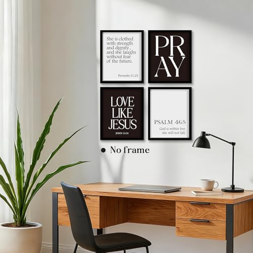 WEFKODO Black and White Christian Bible Verse Wall Art Pray Posters Prints - color: pray
