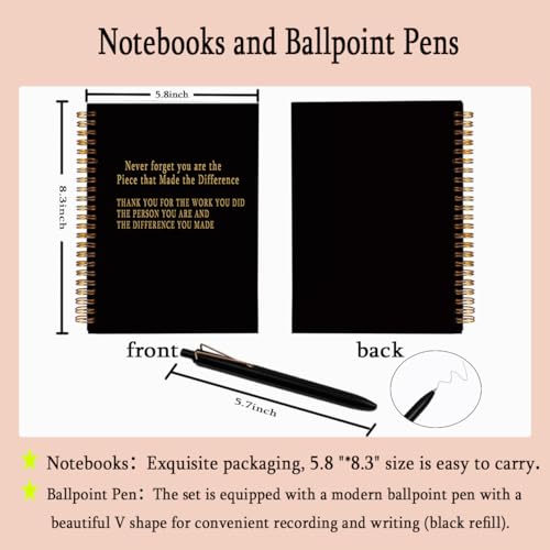Appreciation Gifts Spiral Notebook with Pen Set - A5 College Ruled Lined Journal, Thank You Gifts for Coworkers Employees Teachers, Farewell Goodbye Gifts for Men Women, 80 Sheets Hardcover - color: Black233