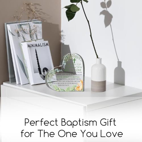 Baptism Gifts for Girls Boys, Christian Gifts for Newborn, Inspirational Bible Verse Decor for Home Office, Religious Christening Confirmation Nursery Decor Sign - style: Baptism Sign 020