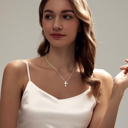 Airmb Cross Necklace for Women Choker 14K Gold/925 Silver Plated Dainty Choker Small Cross Pendant Trendy Cute Cross Charm Delicate Necklace Hypoallergenic Faith Jewelry Religious Gifts for Women - color: Silver-Classic Cross