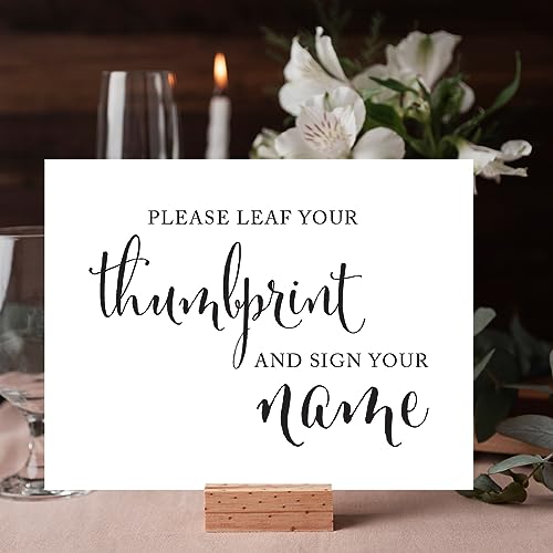 Andaz Press Wedding Party Signs, Formal Black and White Print, 8.5x11-inch, Please Leaf Your Thumbprint and Sign Your Name Table Sign, 1-Pack - color: Please Leaf Thumbprint