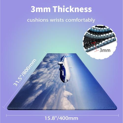 Commercial Jet Large Mouse Pad, Airplane for Boeing 777 Lover Desk Mat - color: Boeing 777