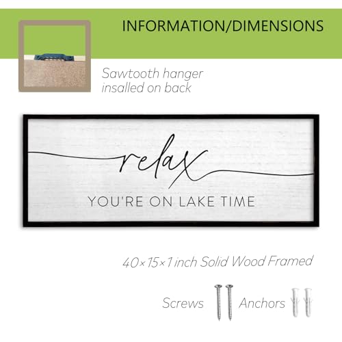 TQianJiang Relax You're On Lake Time Wall Decor, 40"×15", Black - color: Relax You're On Lake Time (Black), size: 40"L x 15"W