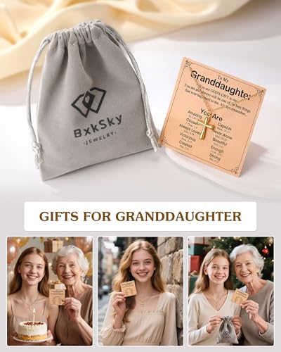 Cross Necklace for Granddaughter/Daughter/Niece, Baptism Christmas Confirmation Valentines Easter Birthday Gifts for Girls Teens - style: Granddaughter