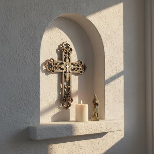 Comfy Hour 13.3 Inch Wall Crosses for Home Decor, Ornate Decorative Cross - color: Antique Bronze Style with Silver-Tone Center