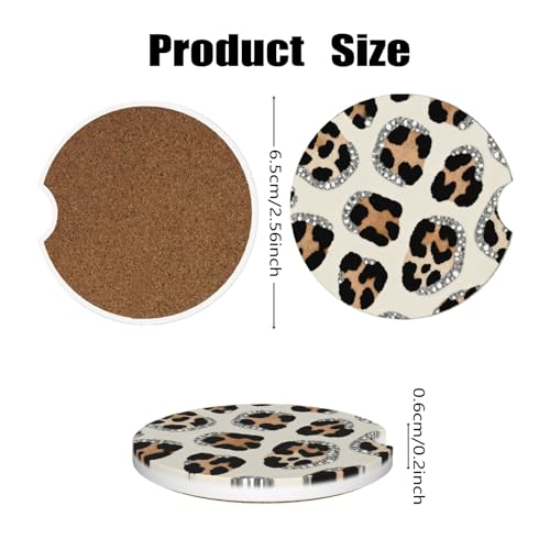 Ceramic Car Cup Coasters 2PCS - Art Leopard Print - color: Art Leopard Print