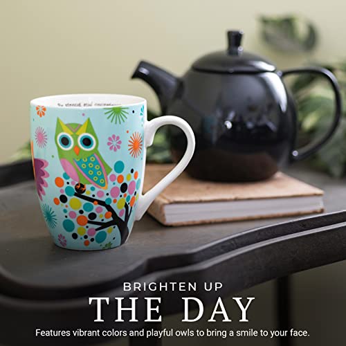 Divinity Boutique Owl Mug - Inspirational Ceramic Coffee Mug with Scripture for Women, Mom, Friends, Owl Lovers that is Colorful and Dishwasher Safe - color: Owls on Tree