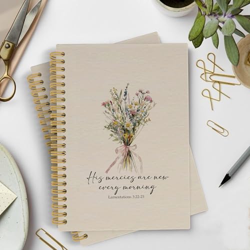 YLZlhb Bible Christian Floral Spiral Notebook Journal, Bible Study Notebook for Women, His Mercies Are New Every Morning Notebooks for Note Taking, Christian Spiral Journal 5.5x8.3 Inches - color: Morning