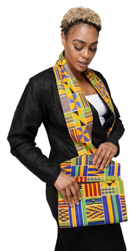 Dupsie's Kente African Print Stole – Made in Africa Black History Month Sash for Church, Choir, School & Cultural Events - color: Blue