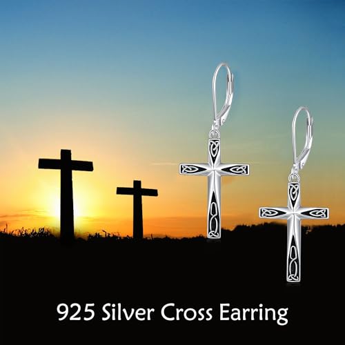 Cross Earrings 925 Sterling Silver Dangle Earring Gifts for Women - style: Celtic Knot