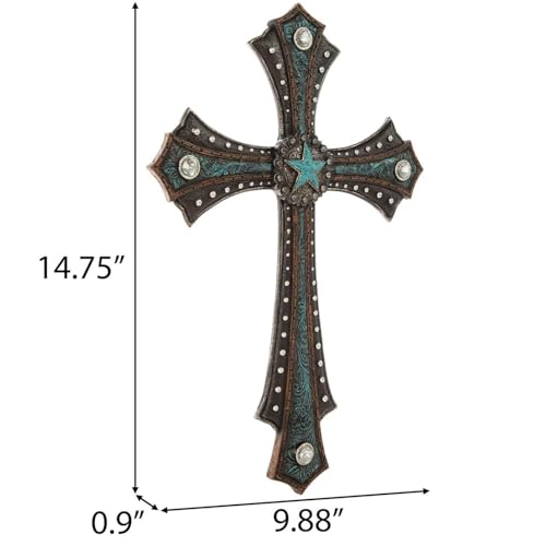 Hobby Lobby Western Wall Cross with Turquoise Star and Rhinestones