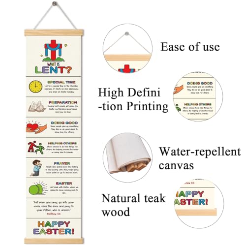 Easter Banner, What is Lent Poster, Rustic Hanging Door Banner, Wednesday Bible Study Supplies, Farmhouse Home Church Decor, Decorative Family Hanging of Scripture and Words Decorations 01 - color: Style 1