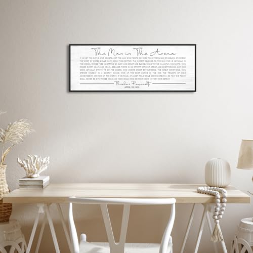 YPY The Man in the Arena Wall Art Framed, Theodore Roosevelt Quotes - color: The Man in the Arena, size: 12"×32"