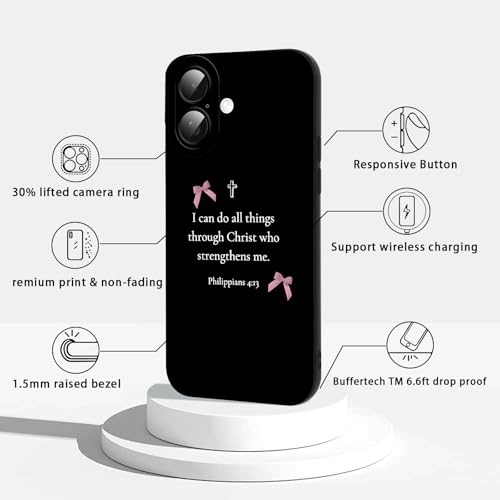 2 Pack Bible Verse Phone Case for iPhone 17 6.3", Jesus Famous Quotes Bow Cross Pattern Aesthetic Design Cases Soft Silicone TPU Slim Shockproof Protective Bumper Phone Cover for Women Children - color: Bow, size: for iPhone 17