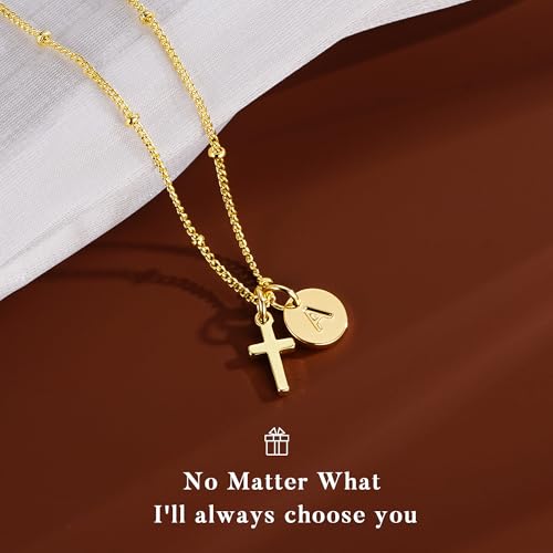 Turandoss Cross Initial Necklaces for Girls, Teen Girl Gifts Trendy Stuff - color: L