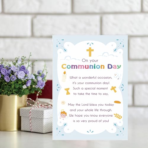 First Holy Communion Card, Religious Gift for Girls Boys - style: AM-445