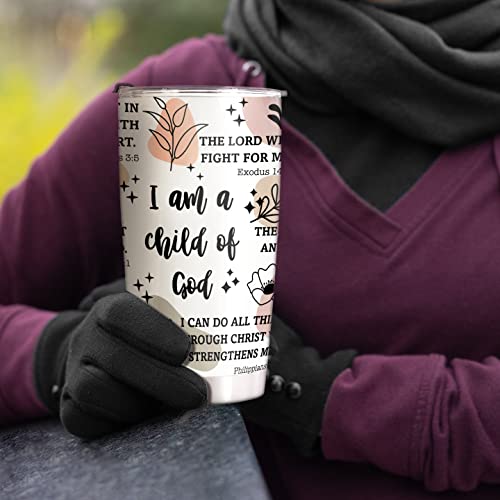 Christian Gifts for Women - Stainless Steel I Am a Child of God Tumbler Cup 20oz - Christian Faith Jesus God Bible Verse Religious Gifts - color: Child of God