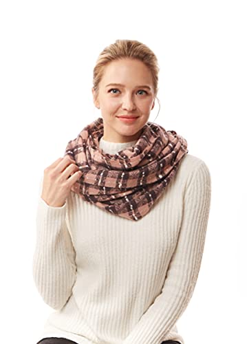 ScarvesMe Women's Check and Plaid Soft Infinity Loop Winter Fall Warm Scarf - color: Lof1252_pink