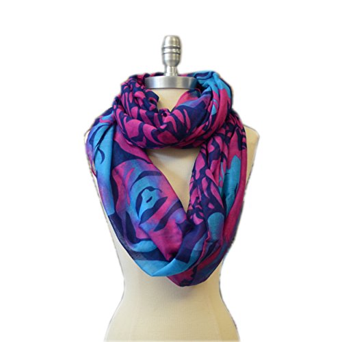Floral Light Weight X Large Infinity Scarf - color: Rose Pattern Blue