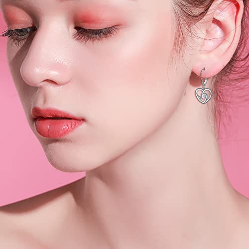 S925 Sterling Silver Heart Dangle Drop Earrings for Women Jewelry Gift - style: Heart CZ
