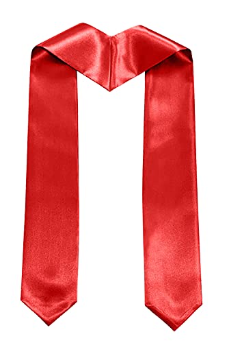 MyGradDay Plain Graduation Stole Colorful Stole for Adult Length 60",Rich in Color - color: Red
