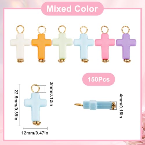 SUNNYCLUE 1 Box 150 Pcs Small Acrylic Cross Charms Plastic Cross Charms Bulk Little Colorful Candy Color Cute Festivals Easter Pendants for Jewelry Making DIY Crafts Necklace Bracelet Earrings - style: Cross 1