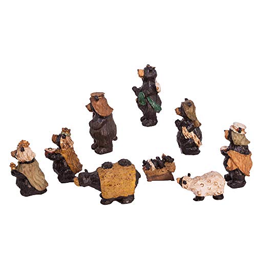 Kurt Adler Resin Nativity Bear, 4-Inch, Set of 9