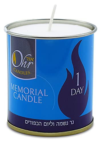 1 Day Yahrzeit Candle - 48 Pack - 24 Hour Kosher Yahrtzeit Memorial and Yom Kippur Candle in Tin Cup Holder - size: 48 Pack