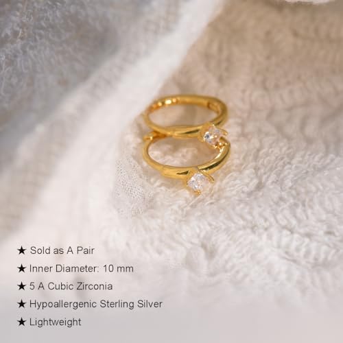 Small Gold/Silver Hoop Earrings for Women - color: Square CZ Hoop