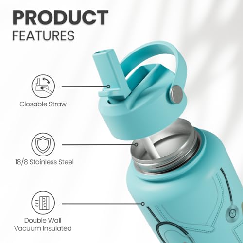 Nurse Gifts for Women - Nutrition Facts Water Bottle 32oz Stainless Steel Insulated with Lid, Nurse Appreciation Gifts for Female Nurses, Friends, Graduation Christmas Birthday Nurse Week - color: Nurse