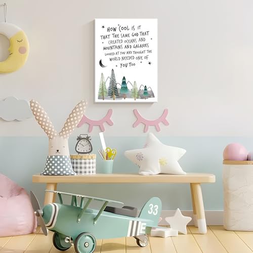 Christian Nursery Wall Art Mountain Pictures Baby Boy Decor 12x16 Inch - color: woodland, size: 16"L x 12"W