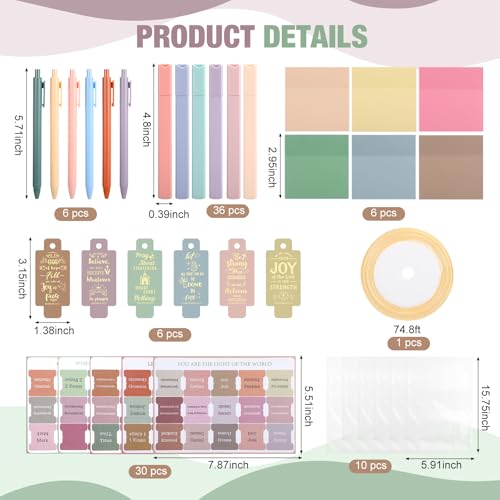 Funrous 95 Pcs Bible Study Supplies for Women Christian Bible Journaling Kit Religious Stick Note and Pens Church Index Tabs Religious Gifts Bulk for VBS Classroom Rewards Prizes Favors Supplies