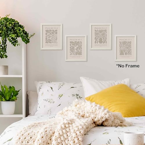 TLESKE Beige Boho Floral Christian Bible Verse Posters Prints Unframed 8x10 Set of 4, Neutral Abstract Flower Psalm Scripture Wall Art Prints Decor for Bedroom Living Room, Religious Wall Pictures - color: scripture-5, size: 10L" x 8W"