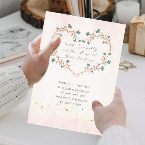 Sympathy Card for Loss of Partner – Condolence Card for Grieving Spouse, Memorial Bereavement Card with Heartfelt Message, Comforting Sympathy Greeting Card - style: Card-249