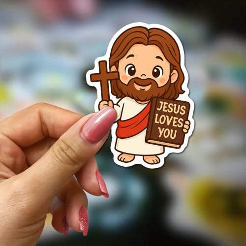 Jesus Love You Sticker 3Pcs Decals Vinyl Waterproof - Journaling Christian Jesus Sticker for Water Bottles, Phone Laptop - color: Jesus Positive
