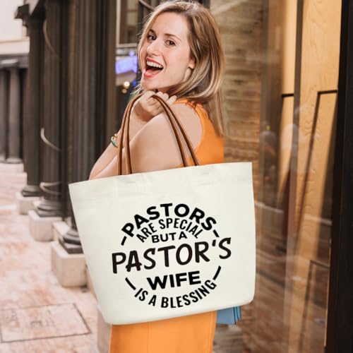 Pastor Wife Appreciation Gifts Canvas Tote Bag For Women, Reusable Grocery Shoulder Bag for Work Travel Gym, Christian Gifts for Halloween Christmas Beach Bags for Friends Pastors Wife Teacher -40 - style: Pastor Wife