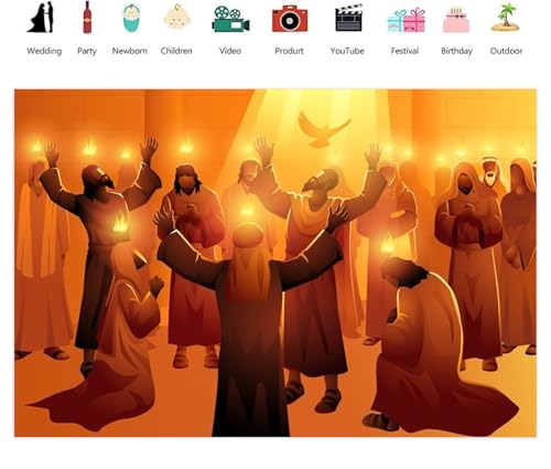 Leowefowa Church Banners Bckdrop 5x3ft Holy Spirit Dove Fire Decorations Church Banners for Sanctuary Pentecost Decorations Holy Spirit Religious Christian Backdrops for Party Supplies Vinyl - color: Color 01, size: 5x3ft