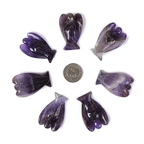 Justinstones Carved Amethyst Gemstone Peace Angel Pocket Guardian AngelHealing Statue 2 inch - color: Amethyst
