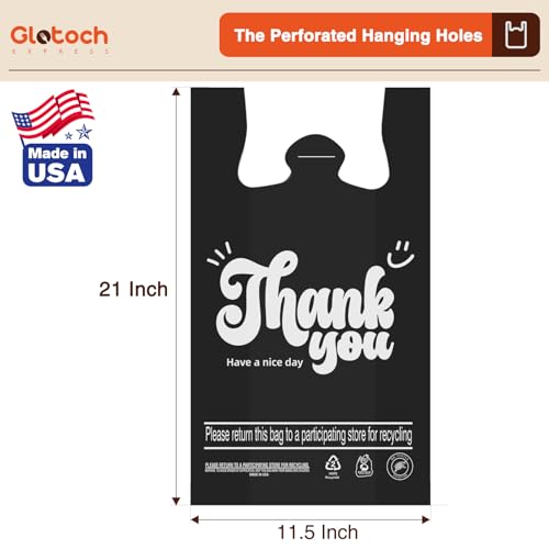 Glotoch 3000 Count - Black Plastic Grocery Shopping Thank You Bags for Small Business, Plastic T-shirt Bags with Handles for Restaurant, Retail, Takeout, Stores,To Go, in Bulk - color: Black, size: 3000 Count