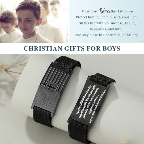 AryaHozel American Flag Cross Bracelet, Christian Gifts for Men Boys - style: Bless