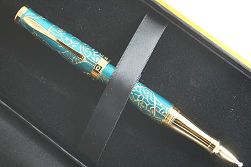 Cross Sauvage Year of The Monkey Tibetan Teal with 23KT Gold Inlays Theme and Appointments with Gel Ink Rollerball Pen (AT0315-22) - color: Teal, style: Rollerball