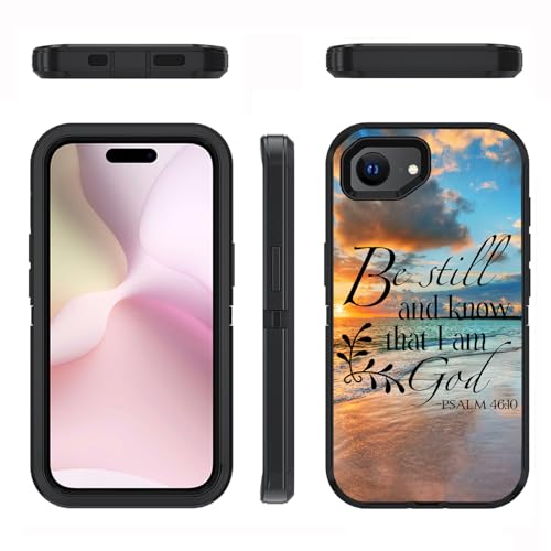 for iPhone 17e Case & iPhone 16e Case, Military Grade Heavy Duty 3-Layer Shockproof Full-Body Protective Phone Cover for iPhone 17e & iPhone 16e 6.1", Quotes Bible Verse Psalm 46:10 - color: Quotes Bible Verse Psalm 46:10, size: iPhone 17e & iPhone 16e