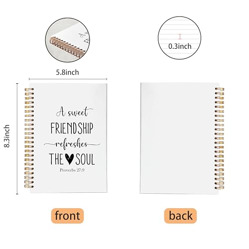 VNWEK Christian Friendship Gifts Spiral Notebook Journal 5.5x8.3 Inch, A Sweet Friendship Refreshes the Soul Bible Verse Journal, Prayer Religious Lined Hardcover Spiral Notebook - color: 52-XZ-bible-notebook