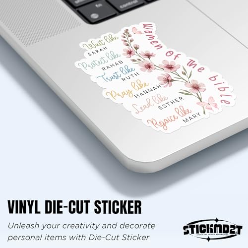(3Pcs) Women of The Bible Sticker Books and Flowers Christian Faith Religious Bible Verse Waterproof Vinyl Sticker Laptop, Water Bottles, Phone Merchandise Decor Decal Gifts for Her Him 2 Inches - size: 2x2