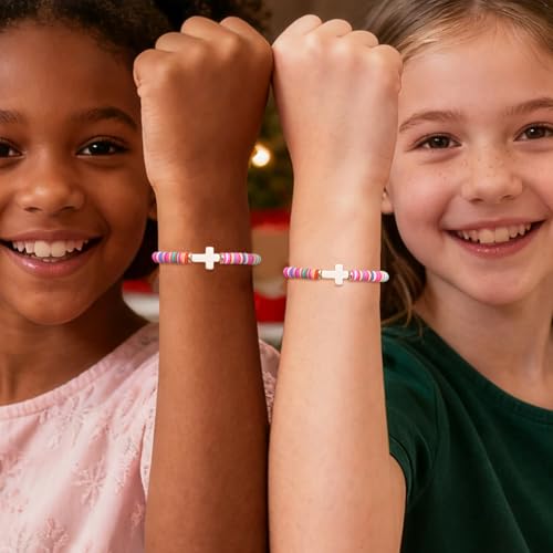 Cute Cross Bracelet Teen Girl Gifts Trendy Stuff Christian Gifts for Kids/Girls/Boys/Teens/Women Jewelry Colorful Jesus Bracelets Christmas Religious Communion Baptism Confirmation Gifts - color: 1-Bless Girl