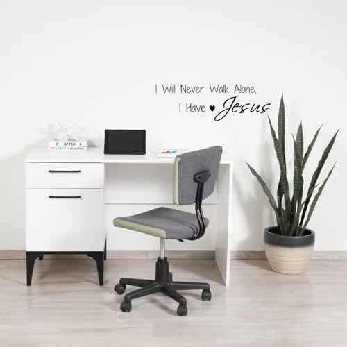 I Will Never Walk Alone I Have Jesus Wall Decal Christian Faith Quote Vinyl Sticker Scripture Motto Decoration for Bedroom or Prayer Room