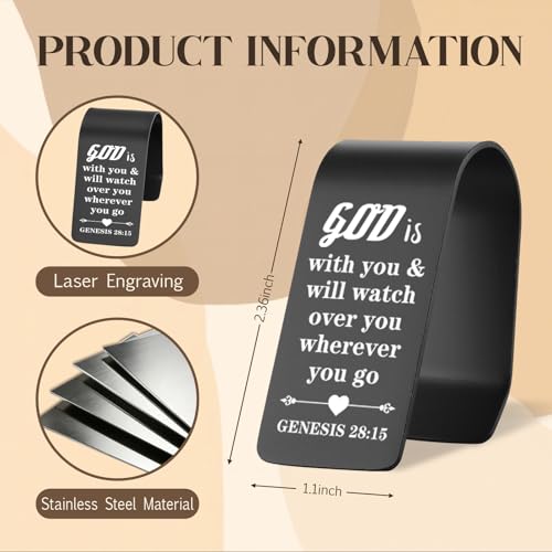 Vivopisew Black Engraved Stainless Steel Car Visor Clip God Is With You, Christian Prayer Gift for Driver, Safe Driving Gifts for Family Friend Dad Husband Brother VVA342 - color: Black-God is with You