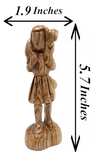 Zuluf Hand-Carved Olive Wood Good Shepherd Jesus with Lamb - Authentic Bethlehem Craftsmanship | Premium Religious Décor 5.7 INCHES FIG016